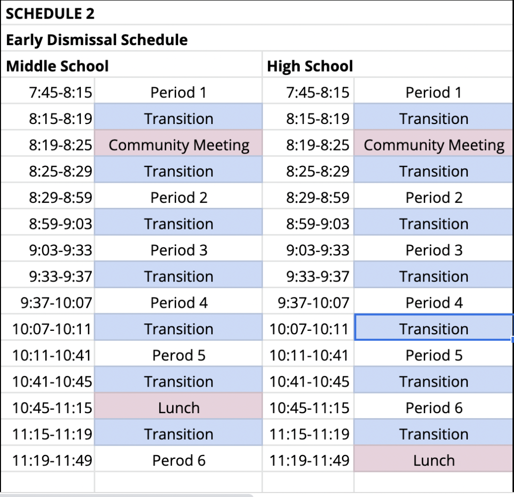 Bell Schedules HillFreedman World Academy