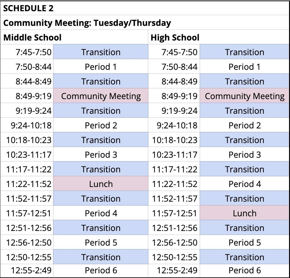 Bell Schedules HillFreedman World Academy